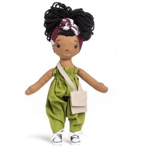 NIB HarperIman Imani 14'' Plush Linen Doll Green
